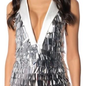 LILA DISCO VIBES SEQUIN JUMPSUIT IN SILVER
